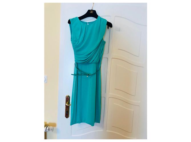 Vestido Blumarine turquesa de viscosa con cinturón - vista 5