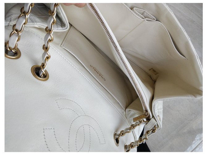Chanel Borsa classica con patta Crema - vista 4