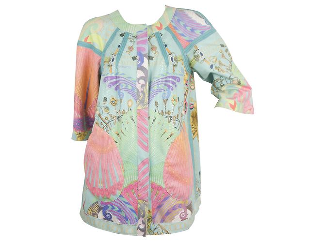 Just Cavalli Cardigan lungo foderato a due lati floreale turchese di classe Cavalli Class 40 - vista 11