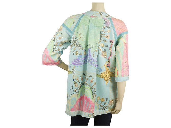 Just Cavalli Cardigan lungo foderato a due lati floreale turchese di classe Cavalli Class 40 - vista 4