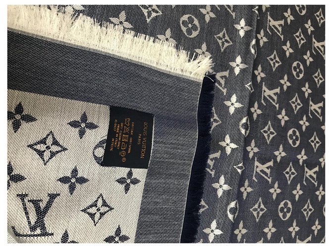 Scialle Louis Vuitton Denim blu - vista 3