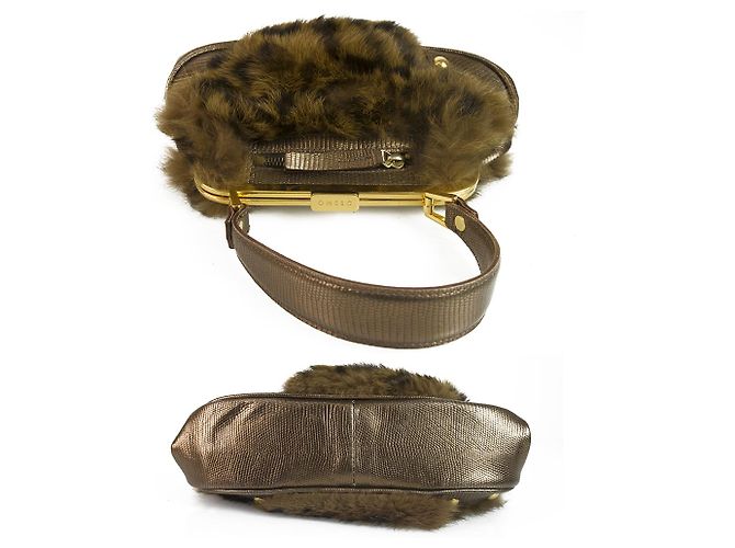 Autre Marque DESMO Borsa in vera pelliccia con pelle lucida metallizzata bronzo lucida Marrone - vista 8