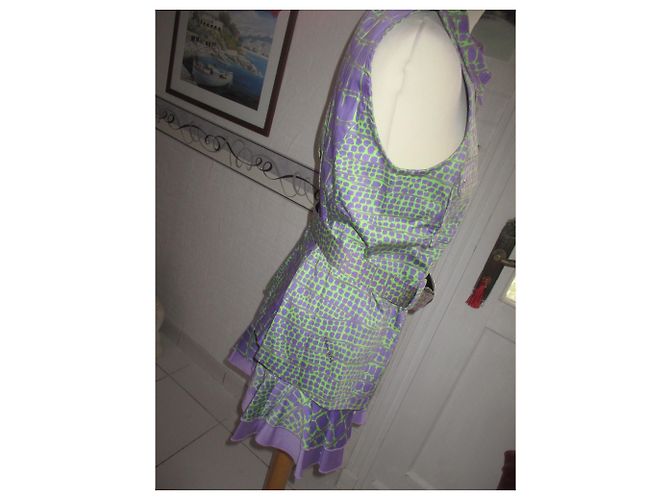Autre Marque Completo giacca e gonna CHIARA D'ESTE malva e verde cotone Multicolore - vista 3
