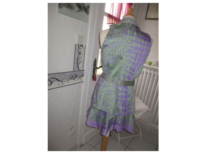 Autre Marque Completo giacca e gonna CHIARA D'ESTE malva e verde cotone Multicolore - vista 4