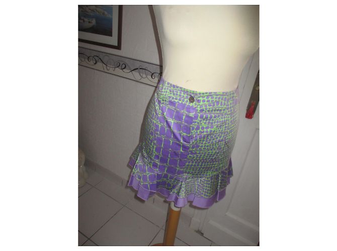 Autre Marque Completo giacca e gonna CHIARA D'ESTE malva e verde cotone Multicolore - vista 6