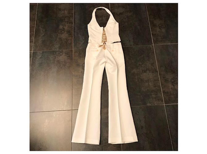 Tailleur pantalon Pinko crème coton lin Écru - vue 2