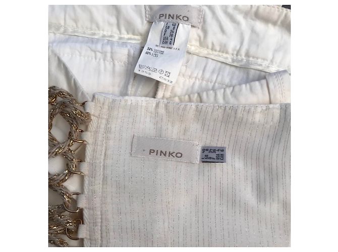 Tailleur pantalon Pinko crème coton lin Écru - vue 3