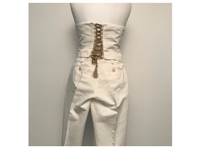 Tailleur pantalon Pinko crème coton lin Écru - vue 5
