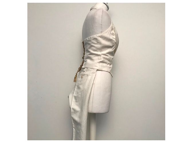 Tailleur pantalon Pinko crème coton lin Écru - vue 6