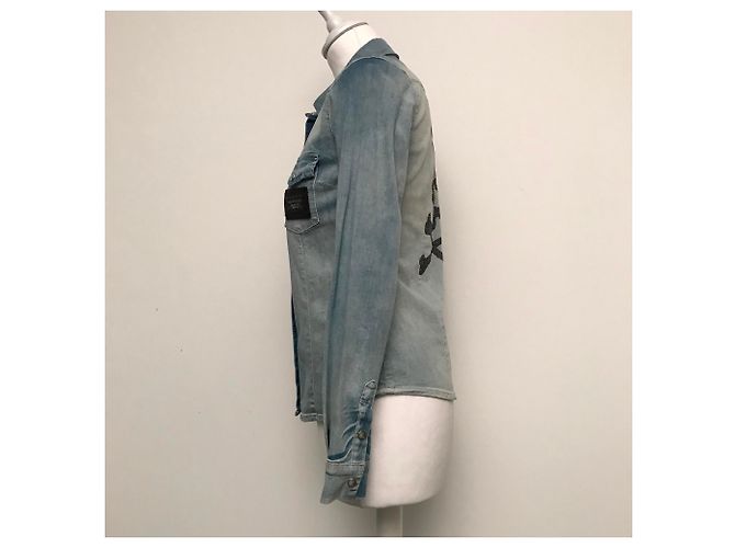 Camicia Philipp Plein in denim blu - vista 3