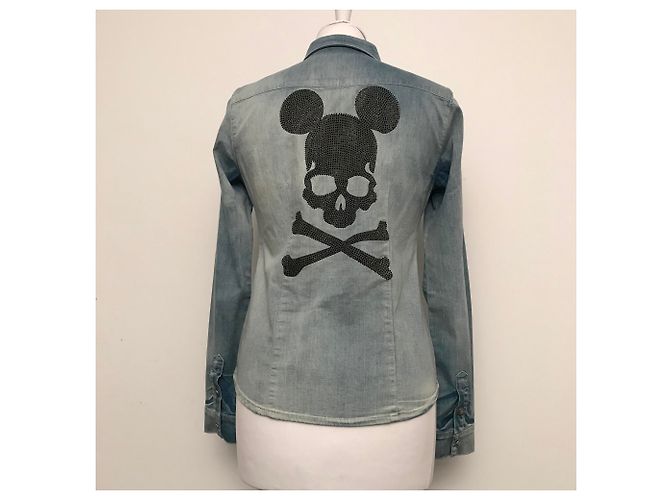 Camicia Philipp Plein in denim blu - vista 4