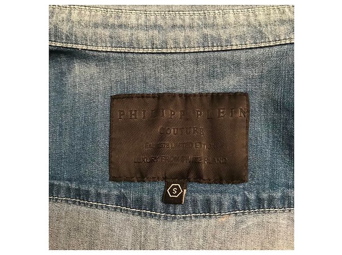 Camicia Philipp Plein in denim blu - vista 5