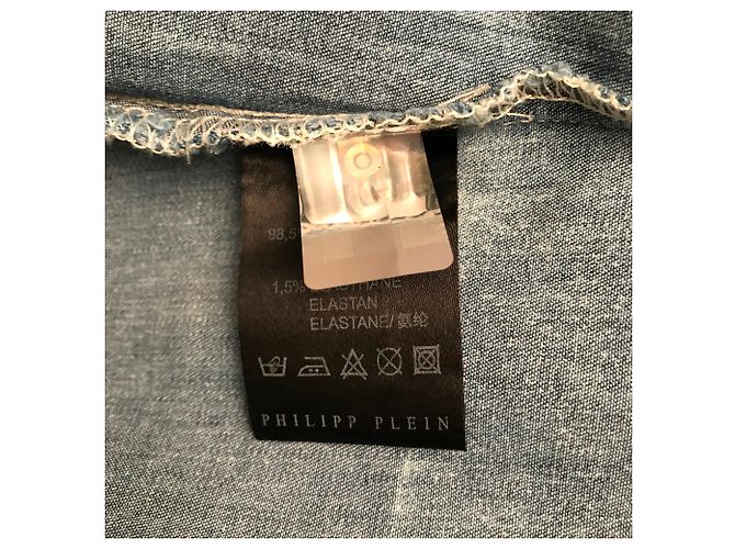 Camicia Philipp Plein in denim blu - vista 6