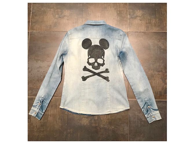 Camicia Philipp Plein in denim blu - vista 9