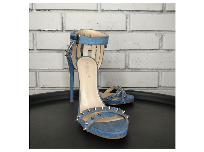 Sandali Philippe Plein in denim azzurro 38 Blu chiaro - vista 3