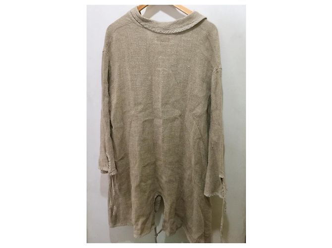 Autre Marque Abrigo de lino extragrande, Estilo parka Beige - vista 2