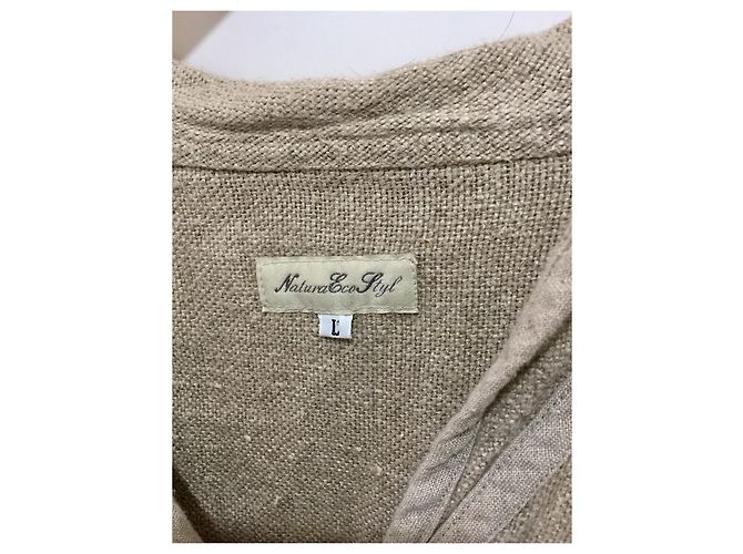 Autre Marque Abrigo de lino extragrande, Estilo parka Beige - vista 3