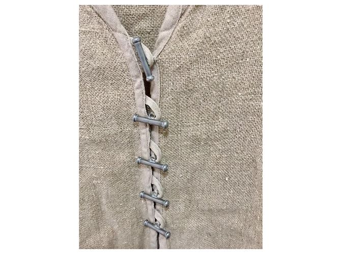 Autre Marque Abrigo de lino extragrande, Estilo parka Beige - vista 4