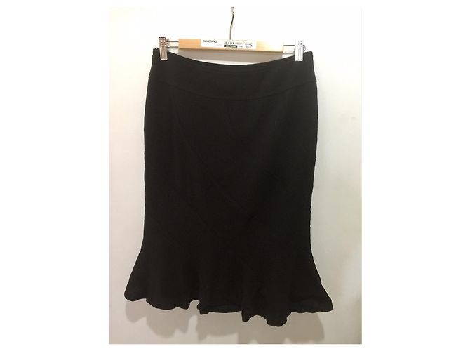 Falda Escada negra de lana con volante Negro - vista 2