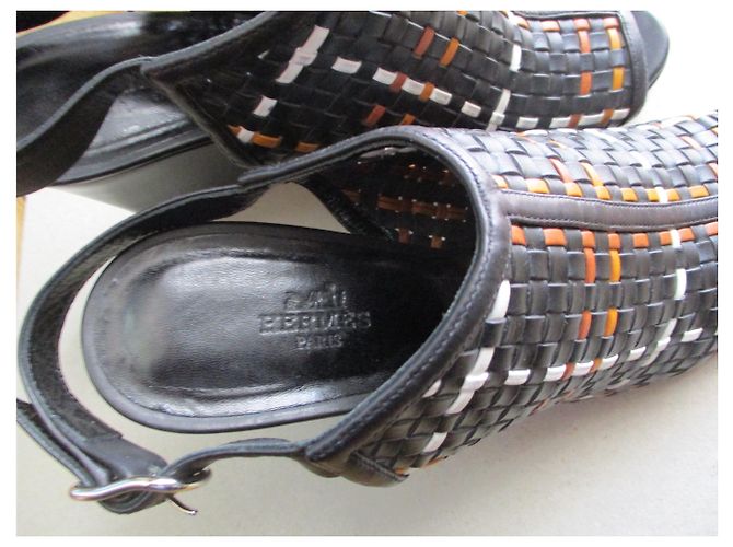 Hermès Gewebte Lederkeilsandalen, 38,5ES. Mehrfarben - Ansicht 6