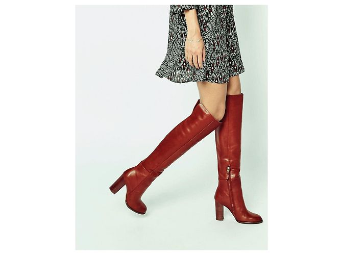 Sam Edelman Leather Thigh High Boots in Rusty Red. never worn. - view 2