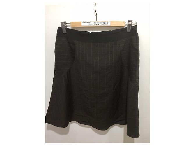 Falda Joseph de lana marrón con rayas Castaño Negro - vista 2