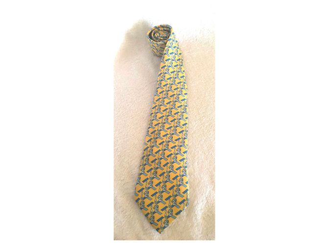 Hermès Laços Amarelo Azul claro - vista 2