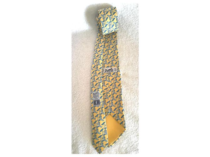 Hermès Laços Amarelo Azul claro - vista 3