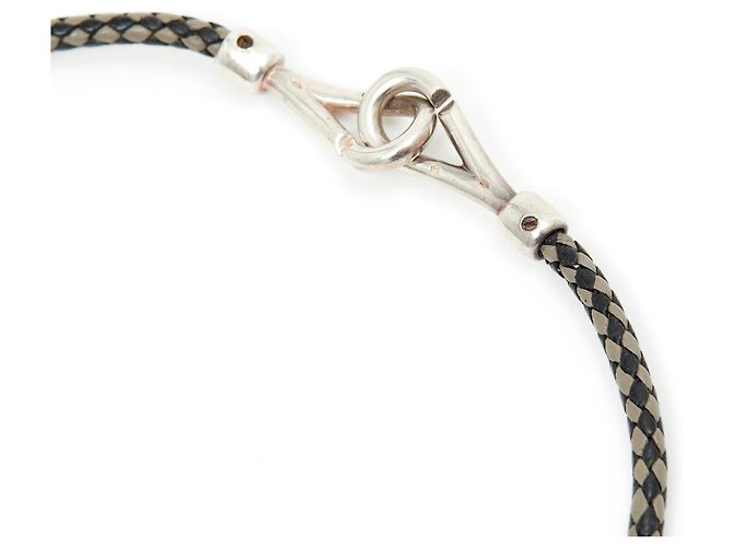 Bracelet Touareg HERMES Authentique - Gris/cuir Argenté - Occasion (bon état) - E60630a