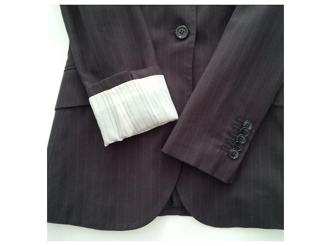 Zara Chaqueta bellamente confeccionada en gris antracita suave con rayas finas. - vista 7