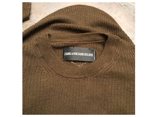 Zadig & Voltaire Deluxe Pullover khaki Wolle und Seide - Ansicht 6