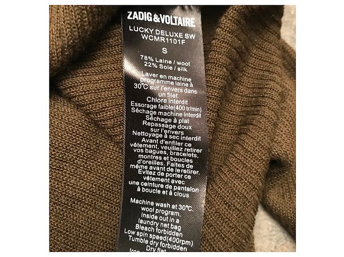 Zadig & Voltaire Deluxe Pullover khaki Wolle und Seide - Ansicht 7