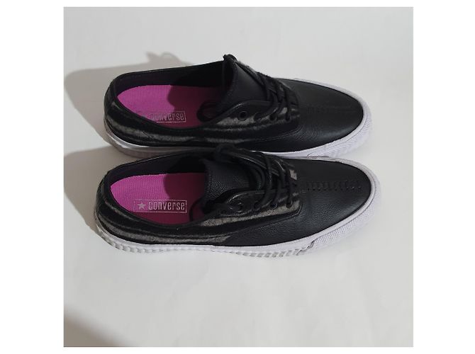 Converse Leder Turnschuhe Schwarz Grau Größe 44 - Ansicht 3