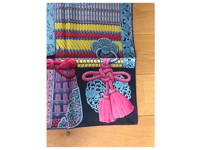Pañuelo Samurai Hermès 90 cm Azul marino - vista 3