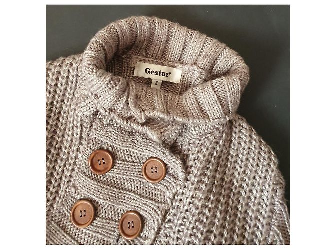 Gestuz Kurzstrickjacke Grau Wolle Mischung - Ansicht 4