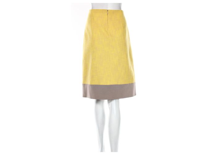 Falda Carven de algodón gris y amarilla Amarillo - vista 2