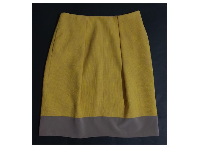 Falda Carven de algodón gris y amarilla Amarillo - vista 3