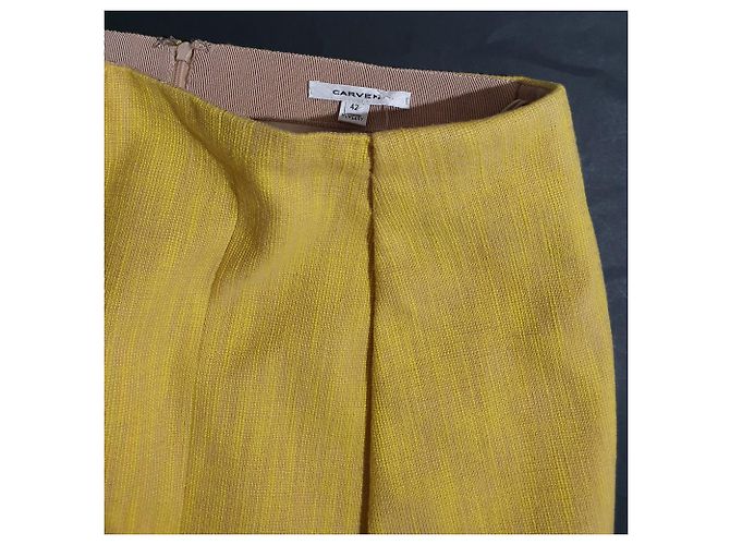 Falda Carven de algodón gris y amarilla Amarillo - vista 5