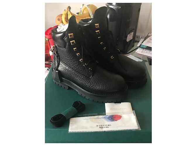 Botines Buscemi de cuero negro 36 - vista 9