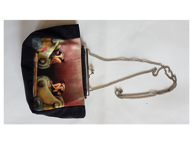 Autre Marque VIJOLI Borsa a tracolla in velluto nero con foto artistica Multicolore - vista 3