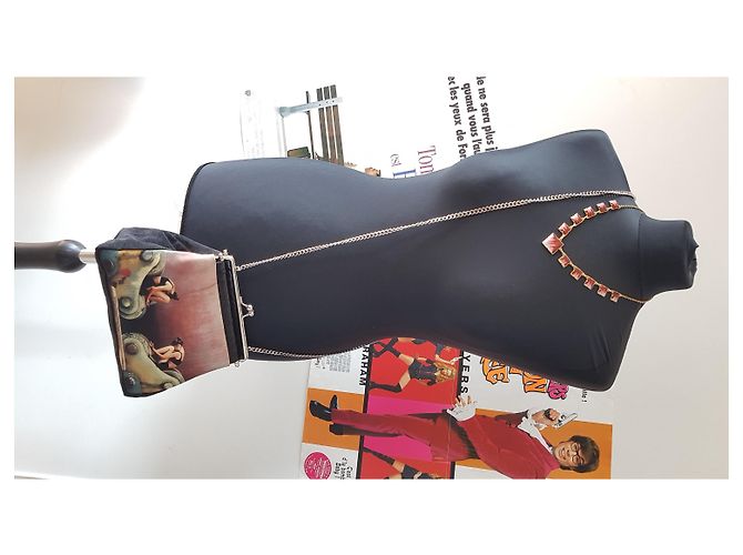 Autre Marque VIJOLI Borsa a tracolla in velluto nero con foto artistica Multicolore - vista 7