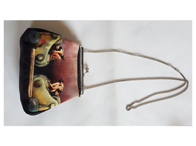 Autre Marque VIJOLI Borsa a tracolla in velluto nero con foto artistica Multicolore - vista 8