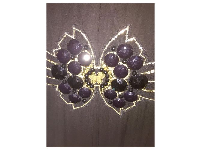 Abito Antik Batik in chiffon nero e oro con ricami D'oro - vista 2