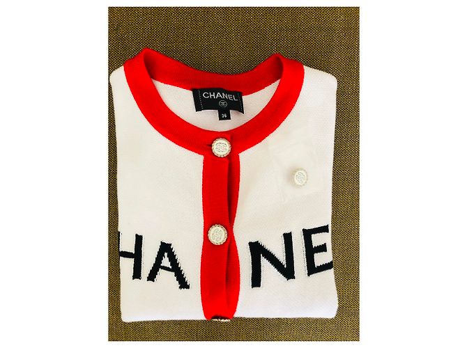 Chanel-Cardigan 2019, weiß und Rot - Ansicht 6