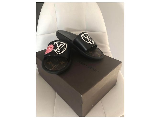 Mule Louis Vuitton Checkpoint Nere in Gomma 36 Nero - vista 6