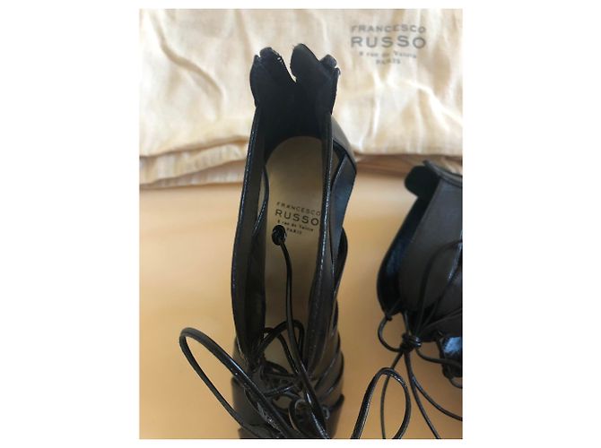 Stivaletti stringati in pelle nera Francesco Russo Nero - vista 3