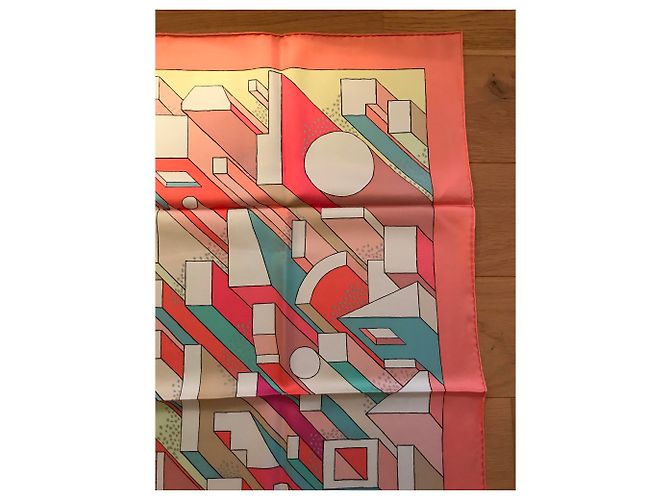 Hermès Hermes Square 90 cm An einem Sommertag Pink - Ansicht 3