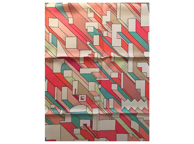 Hermès Hermes Square 90 cm An einem Sommertag Pink - Ansicht 5