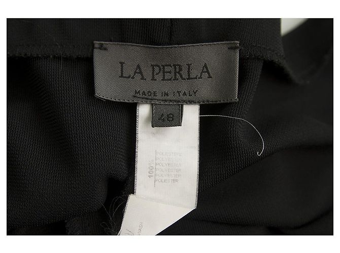 La PERLA Schwarz Elastische Taille Hose Klassische Hose Breites Bein - Gr 48 - Ansicht 2