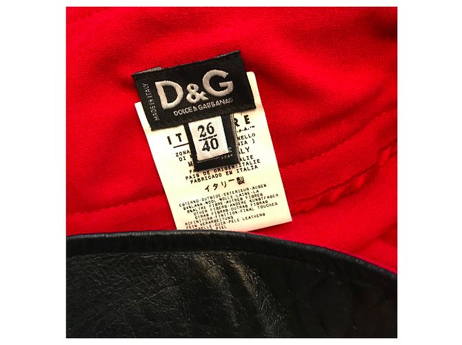 Falda roja de lana D&G con detalles de cuero Negro - vista 3